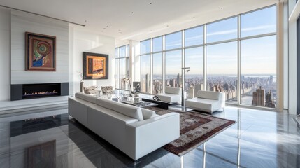 Fototapeta premium Luxury Penthouse Apartment with Panoramic City View