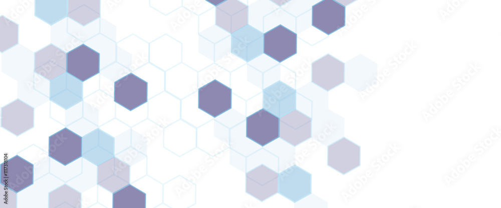 Poster Vector hexagons pattern. Geometric abstract background with simple hexagonal elements. Medical, technology or science design