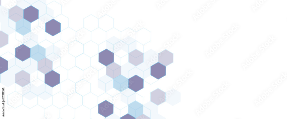 Aufkleber Vector hexagons pattern. Geometric abstract background with simple hexagonal elements. Medical, technology or science design