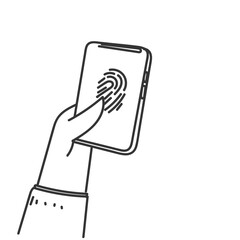 fingerprint on mobile phone in doodle