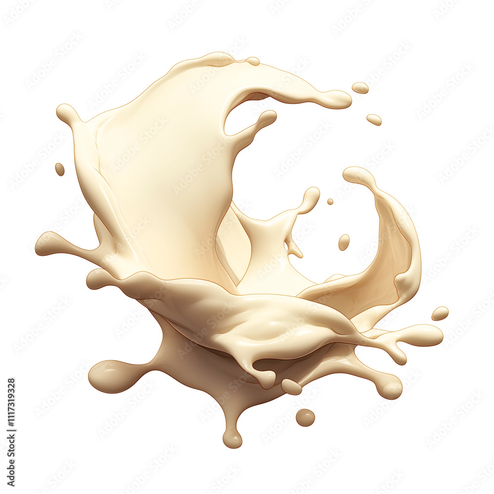 Aufkleber dynamic splash of creamy white liquid captured mid air, creating elegant swirl with smooth textures 