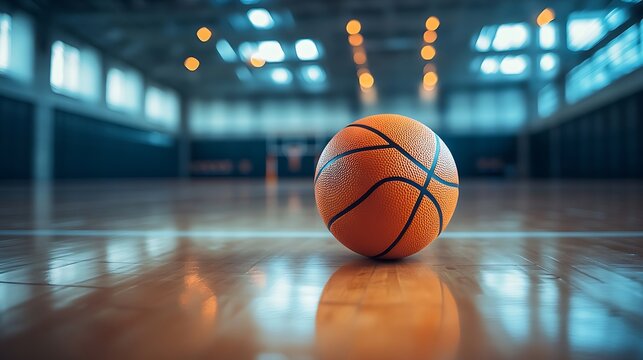 Basketball action on court indoor gym environment focused shot