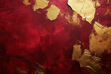 Bold red and gold abstract texture with metallic highlights