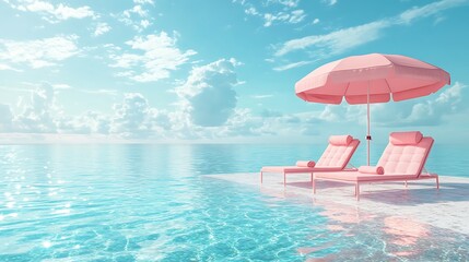 Fototapeta premium Poolside paradise aesthetic serenity in tropical digital art