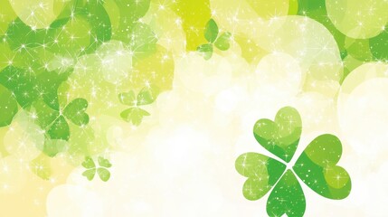 Abstract, light, and airy shamrock design with soft, pastel, green, and yellow colors.