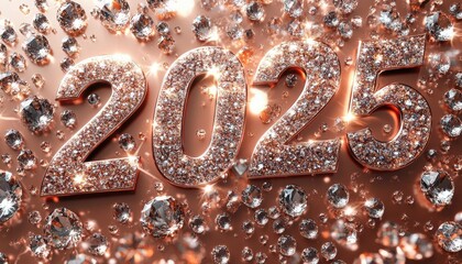 Rose Gold Glitter Two Thousand Twenty Five Diamonds