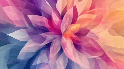 Abstract Floral Design in Pastel Shades and Geometric Shapes