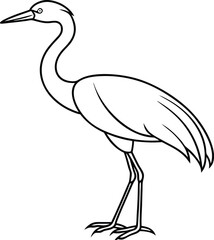 Crane-bird-line-art-vector-design