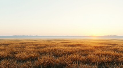 Obraz premium Gentle dawn breaking over a vibrant wetland ecosystem capturing misty sunrise beauty nature landscape tranquil environment serene viewpoint for eco enthusiasts