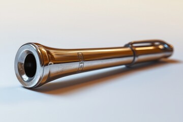 Naklejka premium Polished brass wind instrument mouthpiece close-up