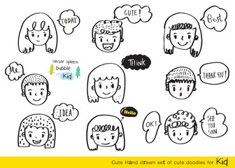 cute doodle cartoon face vector people,Faces of children,Cute cartoon boys and girls