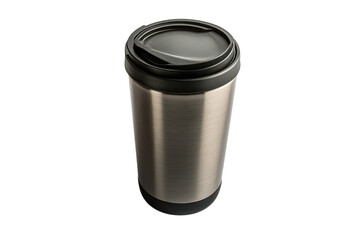 Stainless steel travel mug designed for hot beverages ideal for commutes or outdoor activities