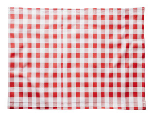 Checkered tablecloth in red and white pattern, cut out - stock png.