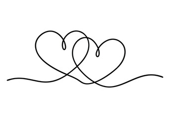 Continuous One-Line Drawing of Intertwined Hearts - Minimalist Love Symbo