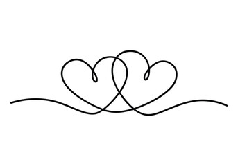 Continuous One-Line Drawing of Intertwined Hearts - Minimalist Love Symbo