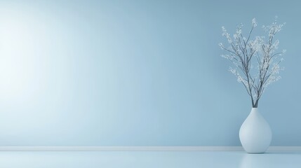 A Serene Minimalist Arrangement of White Branches in a Vase