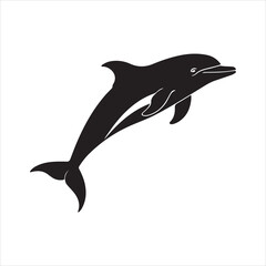 Fototapeta premium Dolphin silhouette vector icon design whit a white background.