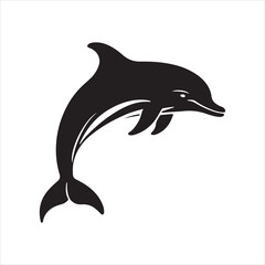Fototapeta premium Dolphin silhouette vector icon design whit a white background.