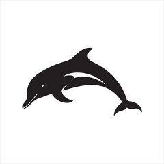 Fototapeta premium Dolphin silhouette vector icon design whit a white background.