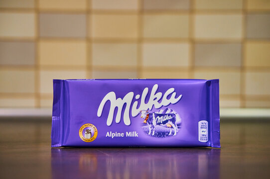 Milka chocolate on table