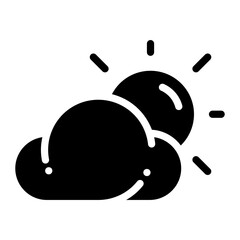 Daylight icon in glyph style. Sunny day icon in glyph style. Sun and cloud icon in glyph style