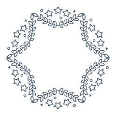 Festive Christmas wreath illustration. Festive holiday wreath, holly leaves and bells Christmas decorations, vintage Christmas holidays wreath. 