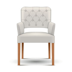 Elegant interior armchair designed with plush upholstery and classic tufted backrest for stylish home decor