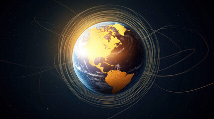 Naklejka premium Earth axis diagram illustration showing the tilt of the Earth's rotational axis relative to its orbital plane, explaining the cause of seasonal changes and the distribution of sunlight.