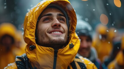 Happy fans football sport stadium arena. Emotional man watch cup. . Wild guy enjoy goal score. Game event stand.