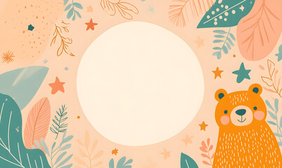 Cartoon Bears in Doodle 2D Illustrator Style, Designed for Posters, Tags, and Banners with Text Space