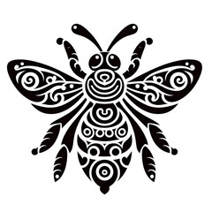 AI Generate of Bee Shape in Maori Art style isolated in white