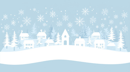 Charming Snowy Village A Festive Winter Illustration