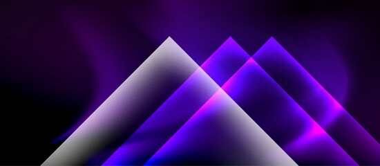 Glass squares with neon shiny light abstract background