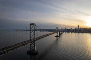 Sunset at San Francisco Bay and Bay Bridge