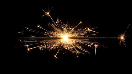 A bright sparkler emitting radiant sparks against a dark background.