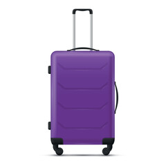 Stylish purple suitcase with wheels for convenient travel isolated on bright white background for modern explorers and adventurers