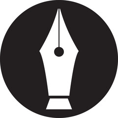 Fountain pen nib or tip flat writing icon. Copy writing vector illustration. business concept. Education stationery equipment and copy space. Writing object tool isolated on transparent background.