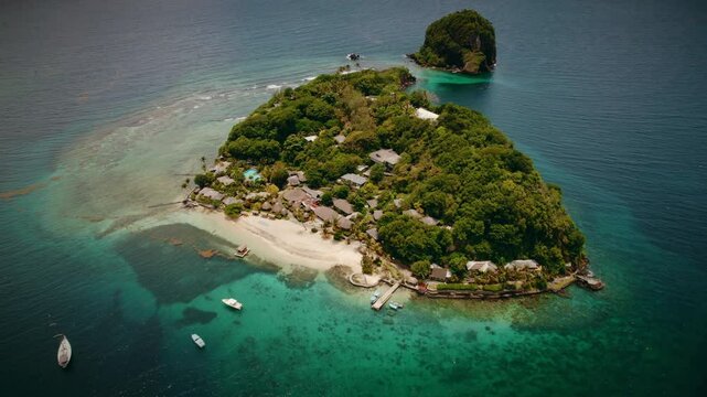 360 wrap-around shot of Young Island Resort, located in St. Vincent