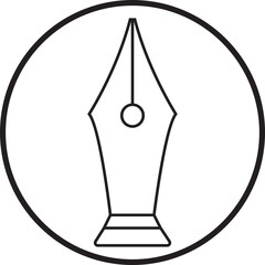 Fountain pen nib or tip outline writing icon. Copy writing vector illustration. business concept. Education stationery equipment and copy space. Writing object tool isolated on transparent background.