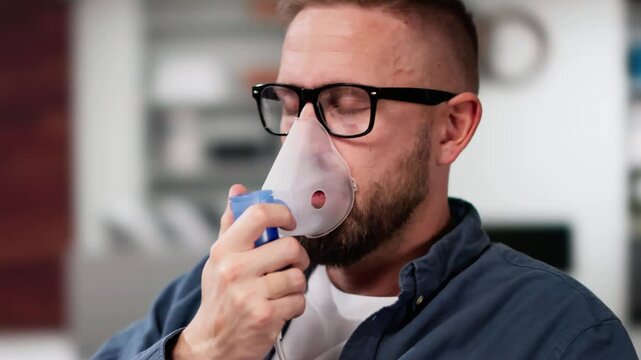 Asthma Patient Breathing Using Oxygen Mask