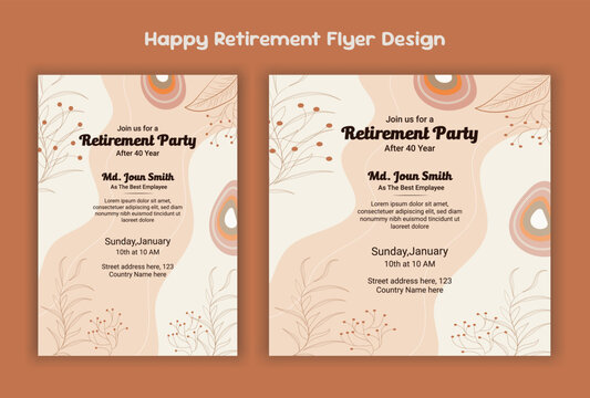 Happy retirement lunch party invitation flyer design template 
