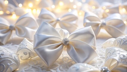 Stunning Display of Beautiful White Bows Isolated on a Bright White Background, Perfect for Celebratory Themes, Crafting, and Elegant Gift Wrapping Ideas