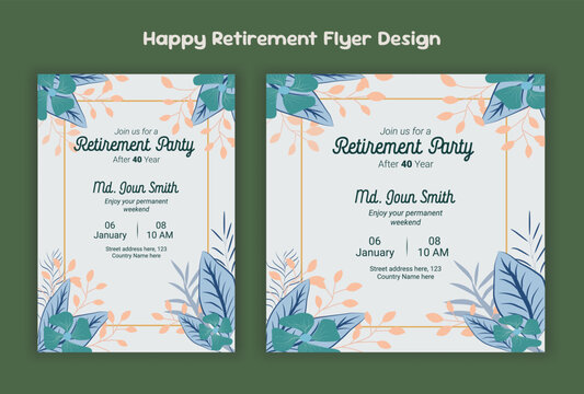 Happy retirement lunch party invitation flyer design template 
