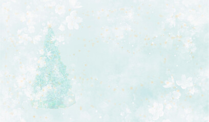 淡いミントの幻想的クリスマス背景 ー...