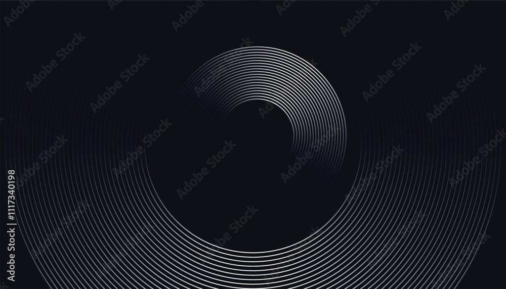 Poster White techno abstract background. glowing circle lines on blue background. modern graphic design for banner, flyer, card, or brochure cover