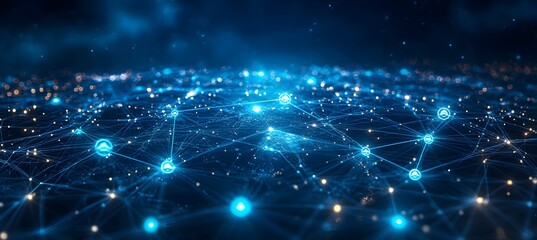A digital banner featuring the concept of global business, showcasing interconnected networks and globe icons in light blue tones with dynamic network connections,


