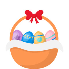 Easter Basket with Eggs Illustration