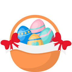Easter Basket with Eggs Illustration