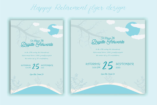 Happy retirement lunch party invitation flyer design template 
