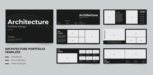 Professional Architecture portfolio layout design template or real estate portfolio